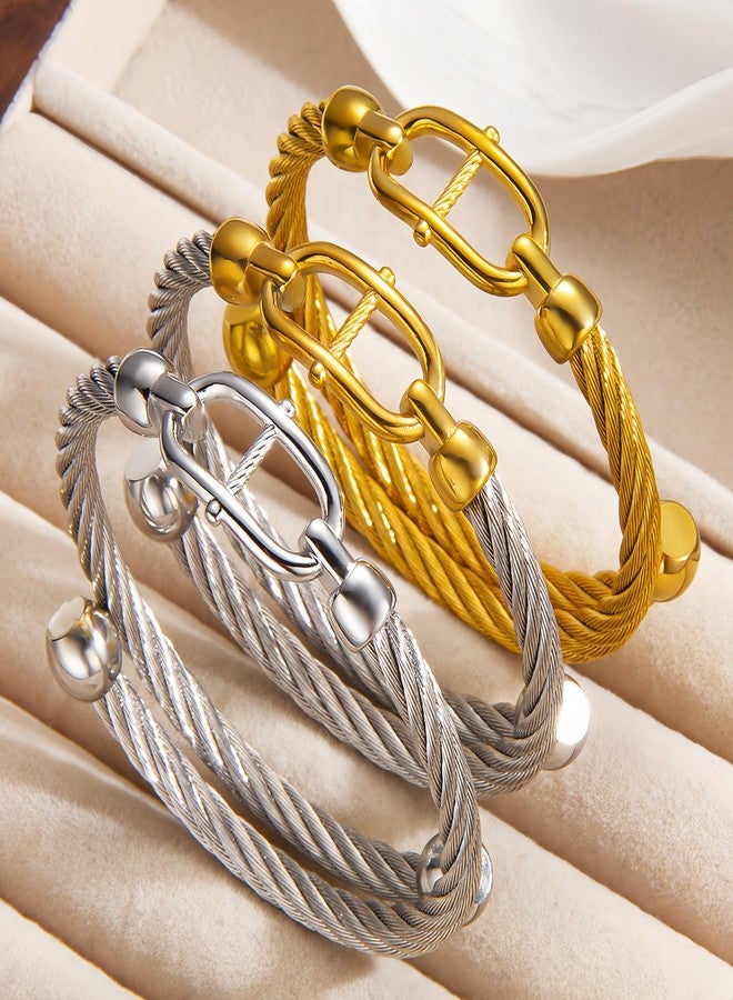 Yuangu Gold Bracelets for Men Friendship Love Bangle Bracelets Adjustable Stainless Steel Cuff Bracelet Jewelry Birthday Gifts for Mens Womens (Gold) - Image 4